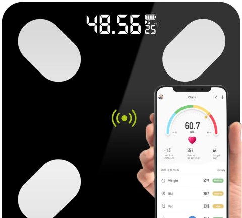 Analytische Slim-Badezimmerwaage 180 kg Smart+ 31W1 Android iOS präzise