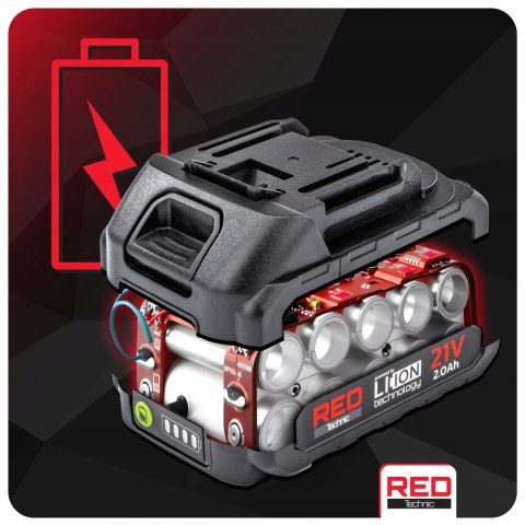 Red Technic RTSZK0140 Akku-Winkelschleifer 21 V, 125 mm, 2 Akkus, 10 Scheiben
