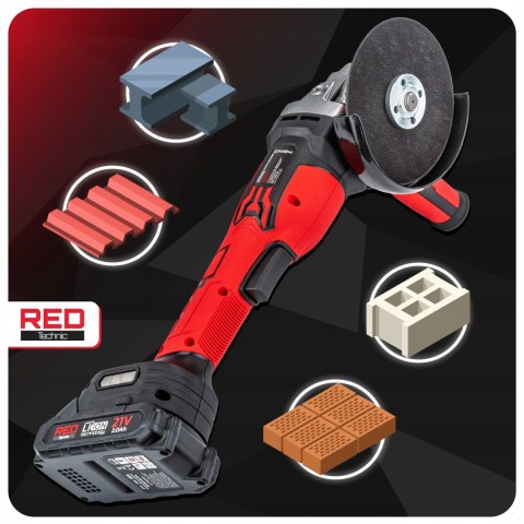 Red Technic RTSZK0140 Akku-Winkelschleifer 21 V, 125 mm, 2 Akkus, 10 Scheiben
