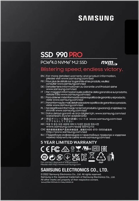 SSD Samsung 990 Pro 1 TB M.2 NVMe PCIe 4.0 7450/6900MB TRIM AES 256-Bit