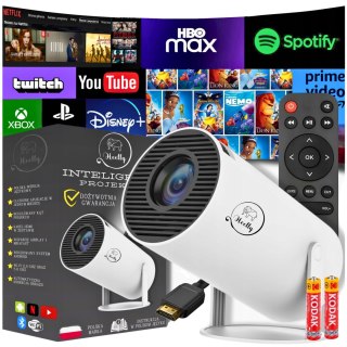 Heelly LED-Beamer Android 4K Mini, drehbar, WLAN, weiß, mit Helligkeit 250 lm