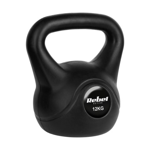 Rebel Active RBA-2316 Kettlebell 12 kg, Bitumen mit PVC-Ummantelung