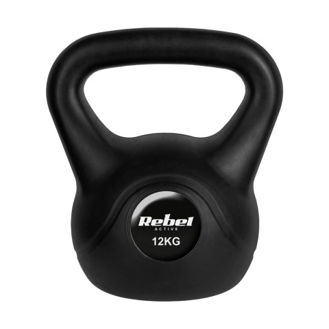 Rebel Active RBA-2316 Kettlebell 12 kg, Bitumen mit PVC-Ummantelung