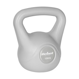 Rebel Active RBA-2322G-10 Kettlebell 10 kg, Bitumenkern und PVC, grau