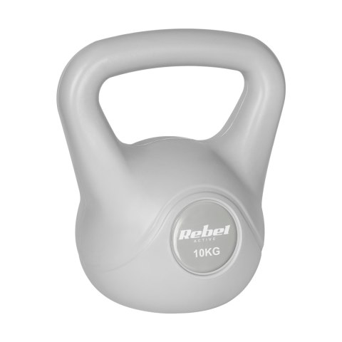 Rebel Active RBA-2322G-10 Kettlebell 10 kg, Bitumenkern und PVC, grau