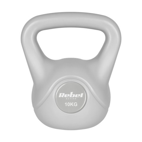 Rebel Active RBA-2322G-10 Kettlebell 10 kg, Bitumenkern und PVC, grau