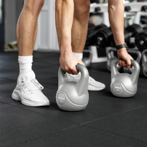 Rebel Active RBA-2322G-10 Kettlebell 10 kg, Bitumenkern und PVC, grau