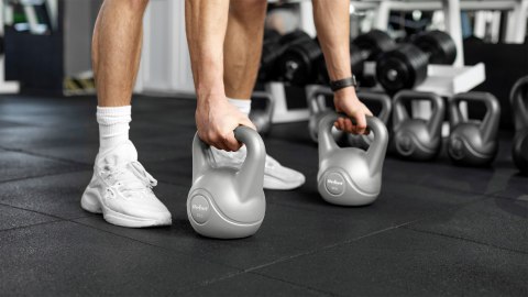 Rebel Active RBA-2322G-10 Kettlebell 10 kg, Bitumenkern und PVC, grau
