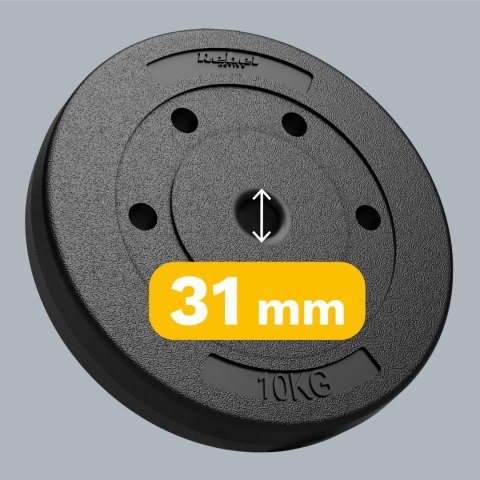 Rebel Active RBA-2103 Hantelscheiben-Set, 2 × 10 kg, Bohrung 31 mm
