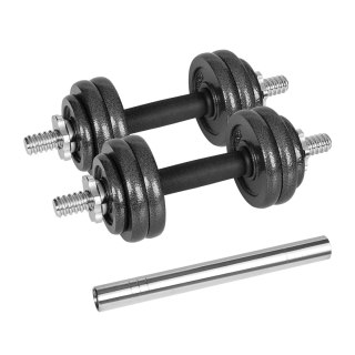 Rebel Active Gusseisen-Hantel-Set 15 kg mit 2 Griffen, Verbinder und Koffer