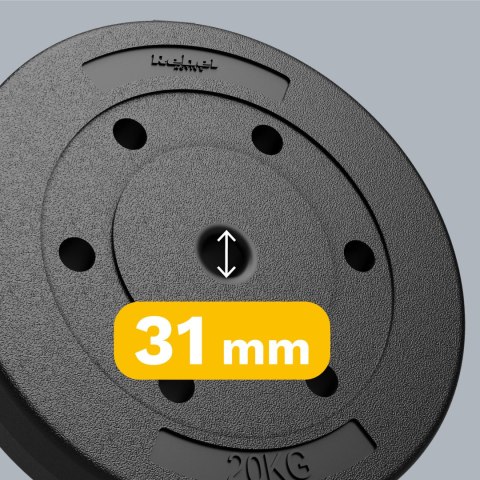 Rebel Active RBA-2105-1 Hantelscheibe 20 kg, 31 mm, Bitumen mit PVC
