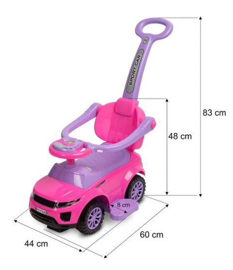 Toyz Sport Car 3-in-1 Rutschauto, Rosa, mit Schiebegriff, für 12-36 Monate