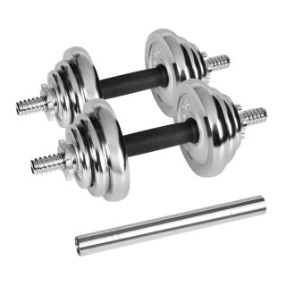 Chrom-Hantelset Rebel Active RBA-2326-20, 20 kg mit Verbinder und Koffer