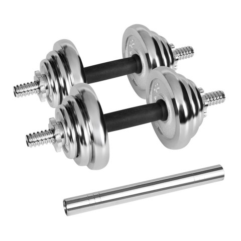 Chrom-Hantelset Rebel Active RBA-2326-20, 20 kg mit Verbinder und Koffer