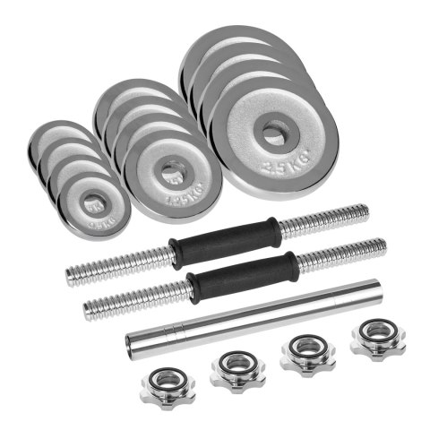 Chrom-Hantelset Rebel Active RBA-2326-20, 20 kg mit Verbinder und Koffer