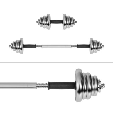 Chrom-Hantelset Rebel Active RBA-2326-20, 20 kg mit Verbinder und Koffer