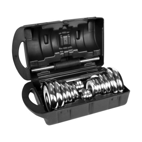 Chrom-Hantelset Rebel Active RBA-2326-20, 20 kg mit Verbinder und Koffer