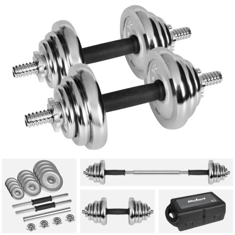 Chrom-Hantelset Rebel Active RBA-2326-20, 20 kg mit Verbinder und Koffer