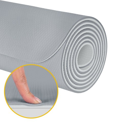 Gymnastikmatte Rebel Active RBA-3152-2GY TPE 183×61 cm, 6 mm, grau
