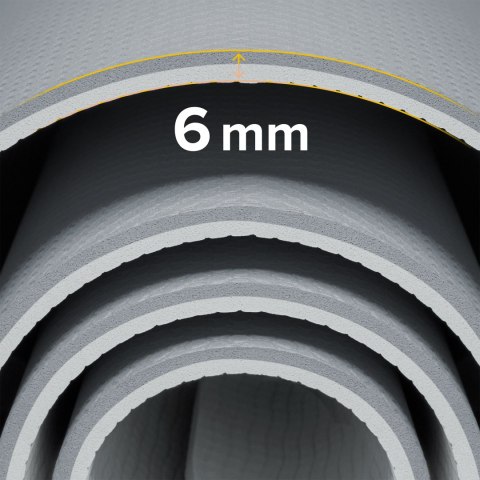 Gymnastikmatte Rebel Active RBA-3152-2GY TPE 183×61 cm, 6 mm, grau