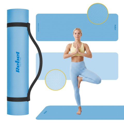 Gymnastikmatte Rebel Active RBA-3158-2BL TPE 183×61 cm, 1 cm, blau