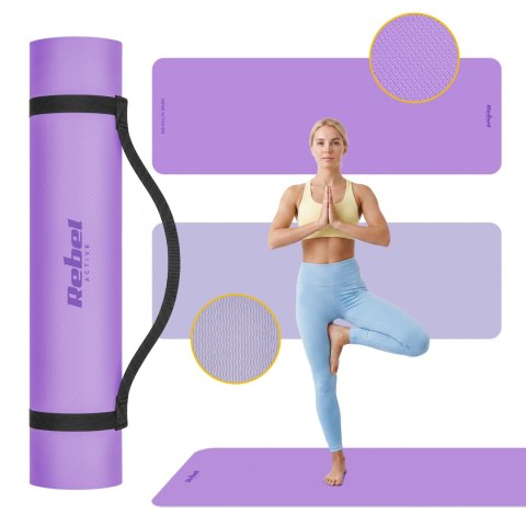 Gymnastikmatte Rebel Active RBA-3158-2PU TPE 183×61 cm, 1 cm, violett
