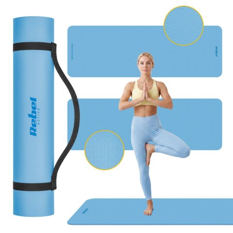 Gymnastikmatte Rebel Active RBA-3158-BL TPE 183×61 cm, 1 cm, blau