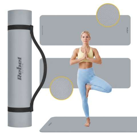 Gymnastikmatte Rebel Active RBA-3158-GY TPE 183×61 cm, 1 cm, grau