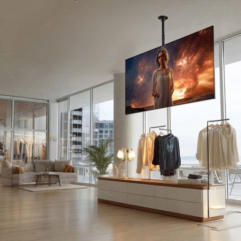 Maclean MC-803 TV-Deckenhalterung, höhenverstellbar, 50 kg, VESA 600×400, Schwarz