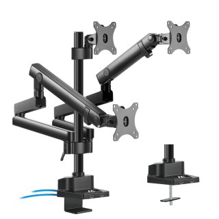 Maclean MC-811 Tischhalterung für 3 Monitore, 17-27 Zoll, 3×7 kg, Schwarz