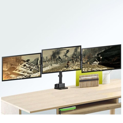 Maclean MC-811 Tischhalterung für 3 Monitore, 17-27 Zoll, 3×7 kg, Schwarz