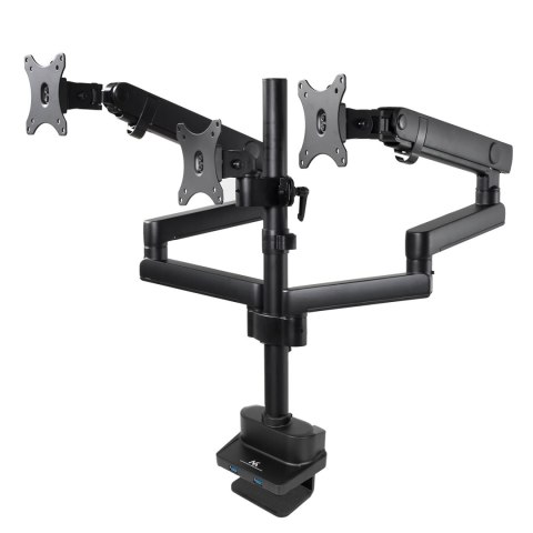 Maclean MC-811 Tischhalterung für 3 Monitore, 17-27 Zoll, 3×7 kg, Schwarz