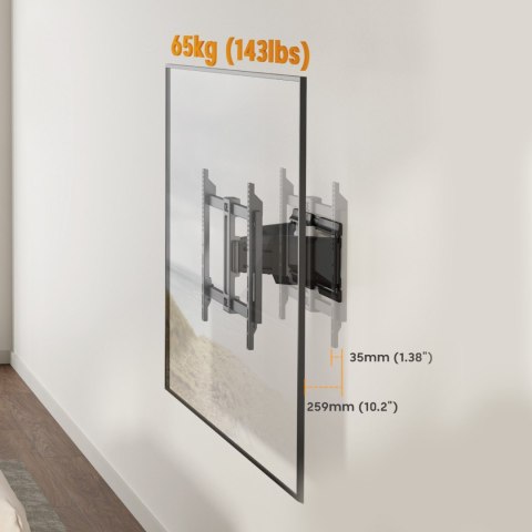 Maclean MC-881 N TV-Wandhalterung, 37-90 Zoll, 65 kg, VESA 600×400, Schwarz
