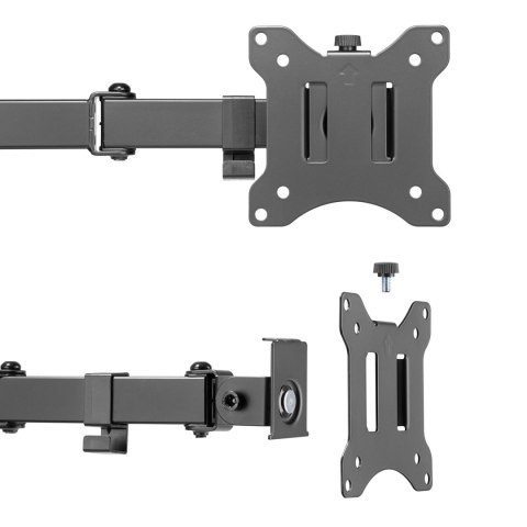 Maclean MC-884 Monitorhalterung für 2 Monitore, 2×8 kg, VESA 75/100