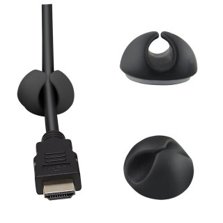 Kabelhalter zum Aufkleben Esperanza, schwarz, 6 Stück, bis 6 mm