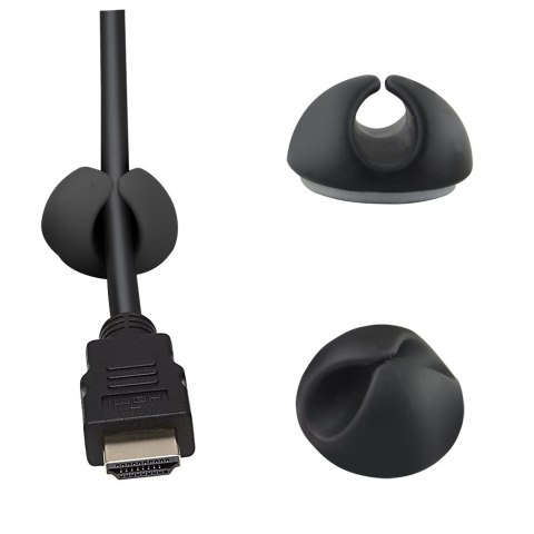Kabelhalter zum Aufkleben Esperanza, schwarz, 6 Stück, bis 6 mm