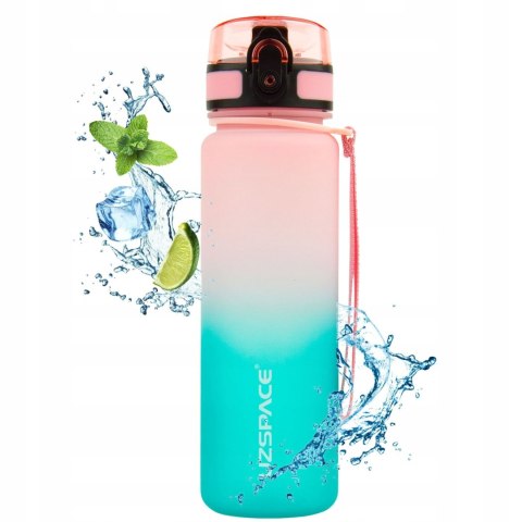 UZSPACE Motivations-Trinkflasche Tritan 500 ml mit Filter, Rosa-Türkis