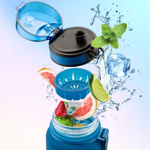 UZSPACE Motivations-Trinkflasche Tritan 500 ml mit Filter, Rosa-Türkis