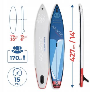 SUP-Board Aquastic Touring Pro 140 mit Woven MSL, Paddel, Pumpe, Rucksack