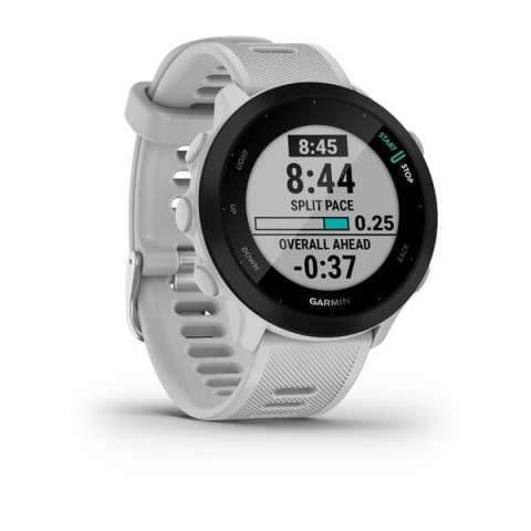 GPS-Smartwatch Garmin Forerunner 55 Weiß-Herzfrequenz, HIIT, PacePro, Coach