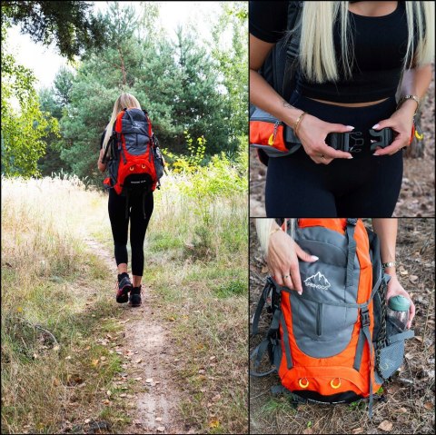 Springos CS0128 Trekkingrucksack 65 + 5 l, MOLLE-System, Grau