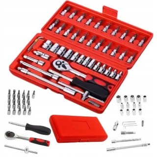Steckschlüsselsatz PrzyPas 46 El. mit Ratsche, Bits, Torx, Koffer